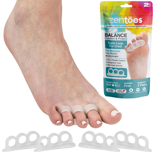 ZenToes Hammer Toe Corrector for Women & Men | Triple Loop Gel Toe Spacers & Separators | Realign Bent, Crooked, Curled, Claw, Hammertoes | Firm Beauty & Personal Care ZenToes