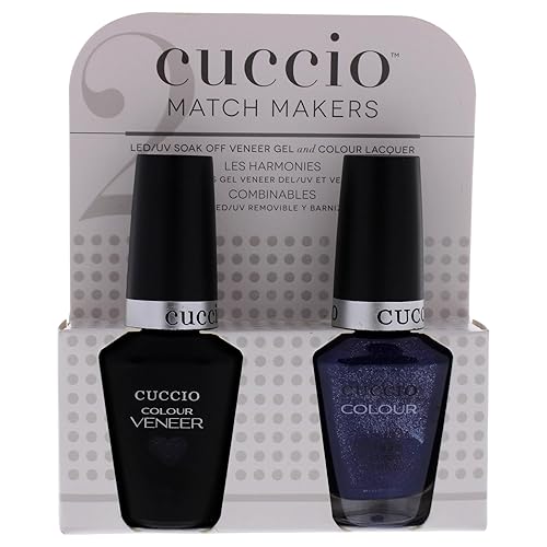 Cuccio Colour Match Makers Set - Purple Rain In Spain for Women - 2 Pc 0.44oz Veneer Soak Of Gel Nail Polish, 0.43oz Colour Nail Polish