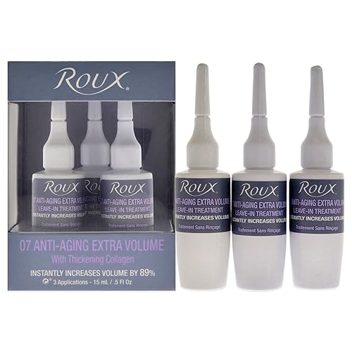 Roux Collagen Leave in Treatment, Anti Aging Ampolletas 07 Anti-Aging Extra Volume Formula, 3 Count, .5 Fl Oz Each