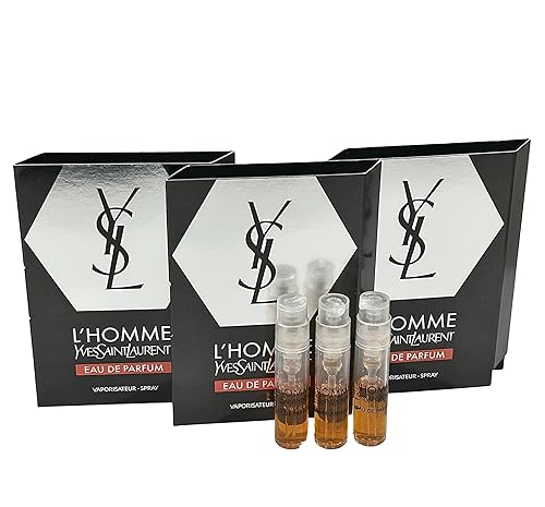 YVES SAINT LAURENT Sample Perfume MEN YSL Men Sample Perfume L'Homme EDP Spray Trial Size Partially Filled Vials 1.2 ml / 0.04 fl oz (set of 3)