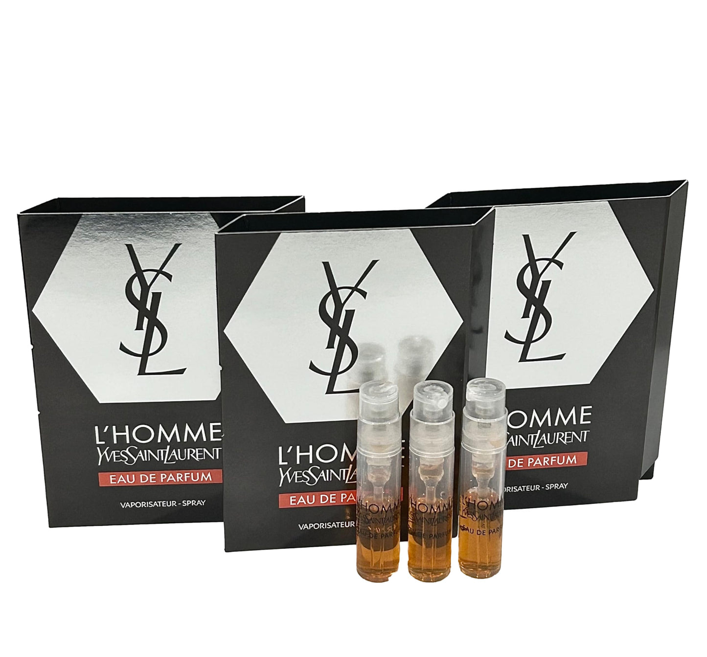 YVES SAINT LAURENT Sample Perfume MEN YSL Men Sample Perfume L'Homme EDP Spray Trial Size Partially Filled Vials 1.2 ml / 0.04 fl oz (set of 3)