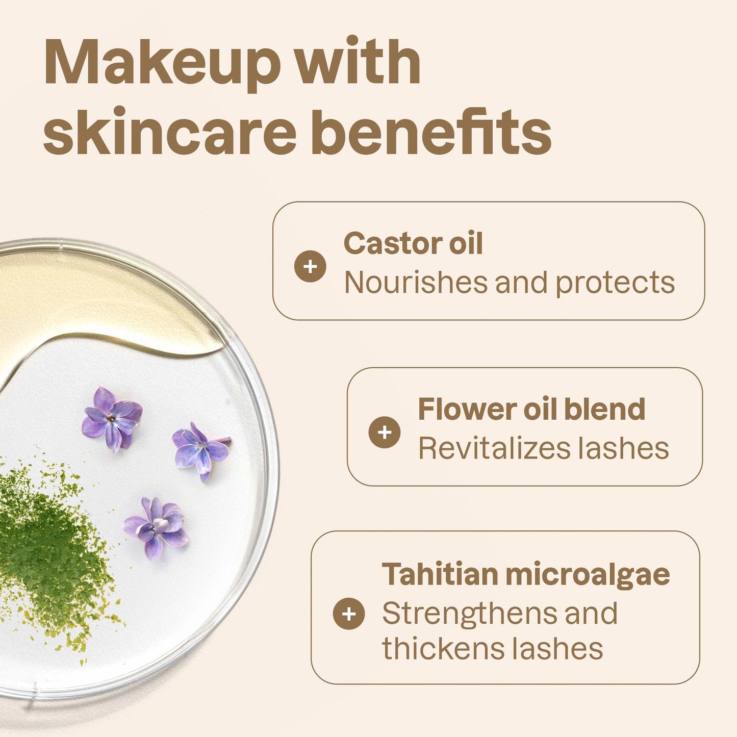 ATTITUDE Oceanly Serum Infused Mascara, EWG Verified, Eye Lash Serum, Length + Volume, Vegan Beauty and Makeup, Brown, 0.24 Oz