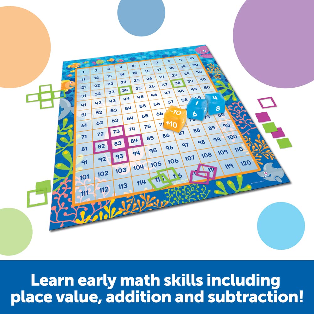 Learning Resources Make a Splash 120 Mat Floor Game - Math Manipulatives, Addition and Subtraction Board Games , Classroom Must Haves, Homeschool…