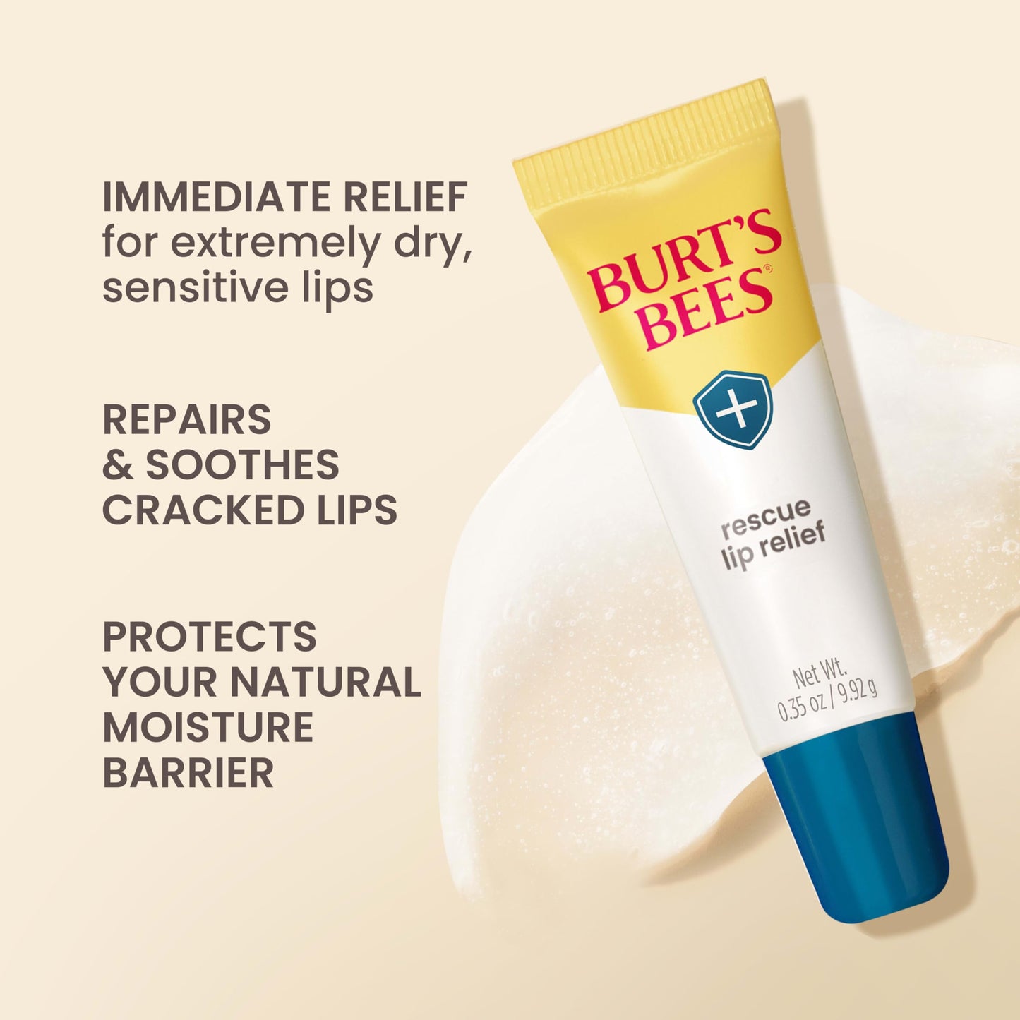 Burt's Bees Lip Balm Stocking Stuffers, Moisturizing Lip Care Christmas Gifts, Rescue Relief - Relieves Extremely Dry Lips with Moisturizing Shea