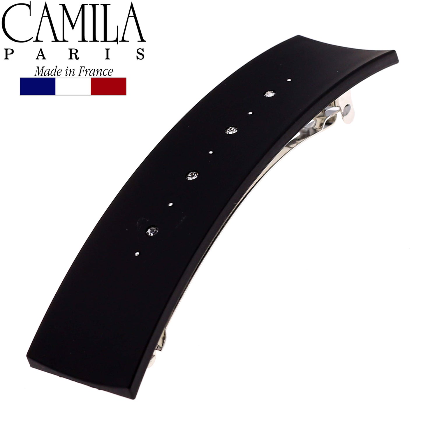 Camila Paris CP2652 French Hair Barrette Clip for Girls, Black, Metal Automatic Clasp Strong Hold Grip Hair Clips for Women, No Slip and Durable