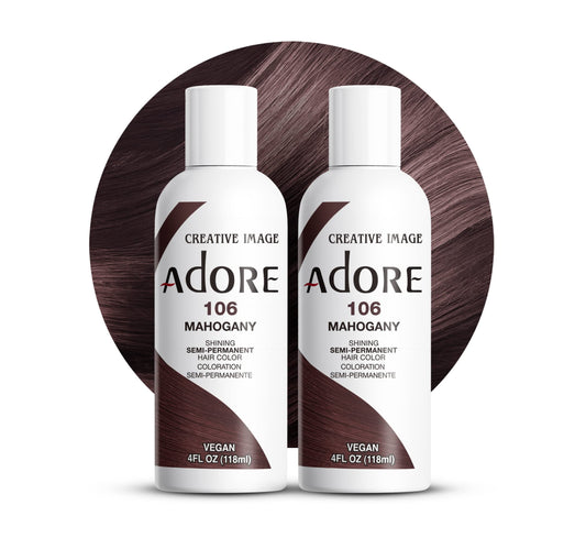 Adore Semi Permanent Hair Color (106 Mahogany) (2 Pack) | Vegan & Cruelty-Free Brown Hair Dye | No Ammonia, No Peroxide, No Alcohol | 4 Fl Oz