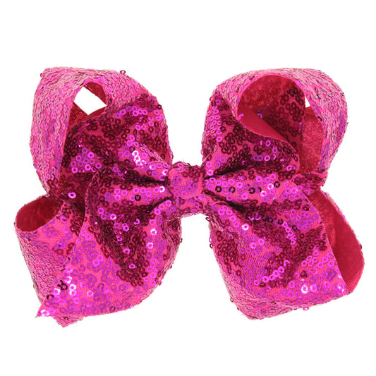 Xansema Hair Accessories: 8 Inches Sequin Alligator Barrettes for Women, Teens, and Girls (Rose)