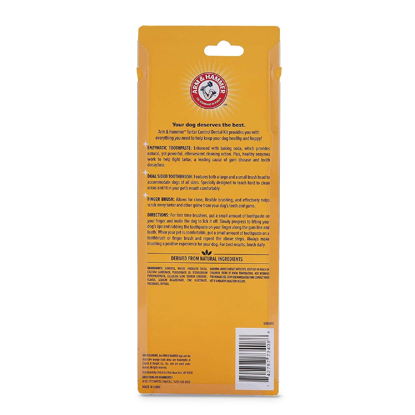 Arm & Hammer Dog Tartar Control Kit – Toothpaste, Toothbrush & Fingerbrush, Reduces Plaque, Safe for Puppies, Beef Flavor