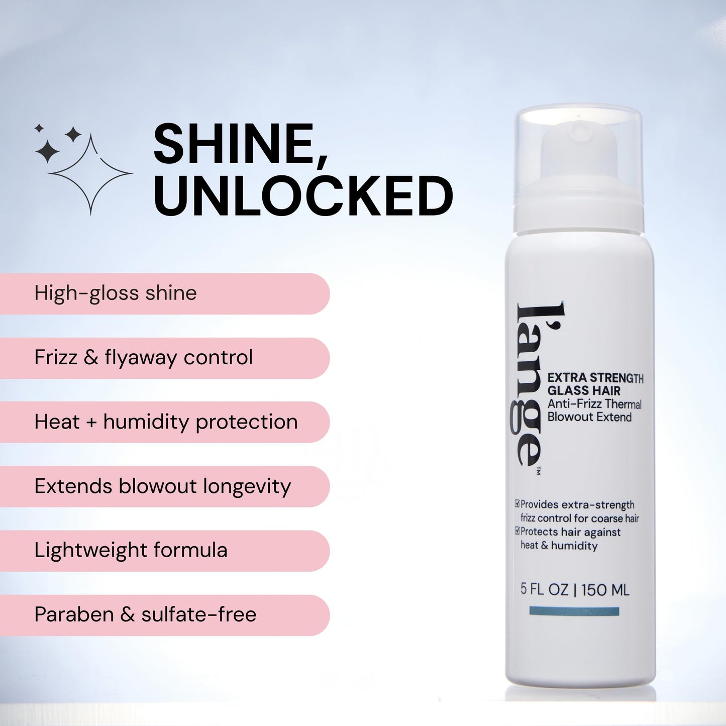 L'ANGE HAIR Extra Strength Glass Hair Anti-Frizz Thermal Blowout Extend | High-Performance Heat Protectant Spray for Ultimate Frizz Control & Shine |