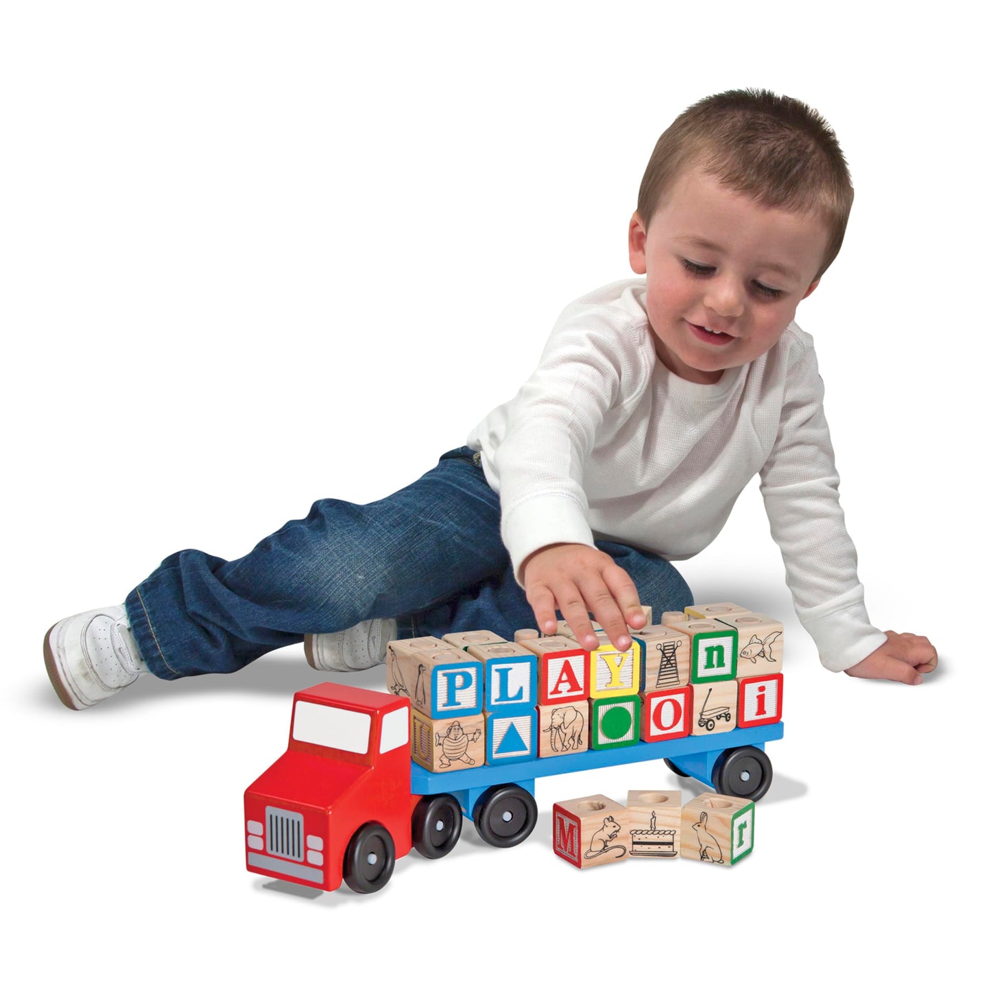 Melissa & Doug Alphabet Blocks Wooden Truck Educational Toy
