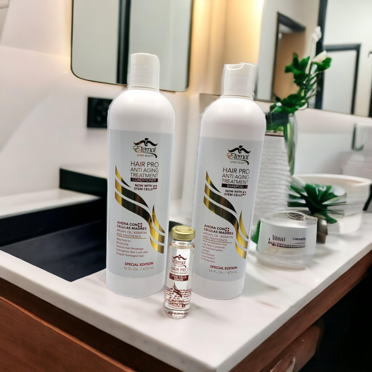 Eternal Hair Pro Anti Aging Treatment Shampoo and Conditioner Stem Cells Serum