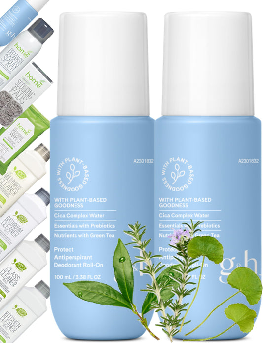 G H Protect Antiperspirant Deodorant All-Skin-Type Roll-On 2X3.38 fl.oz,Plant-Based Fast-Drying Long-Lasting Formula,Stay Fresh & Dry for 48 Hours w/o Beauty and Personal Care Legacy of Clean