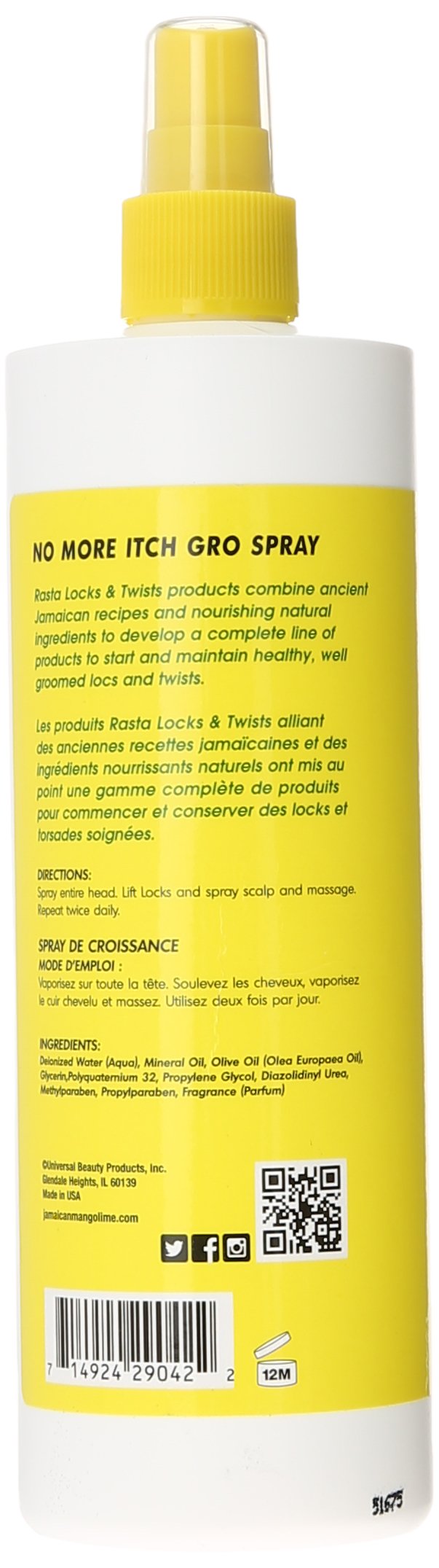 Jamaican Mango No More Itch Gro Spray, 16 Ounce