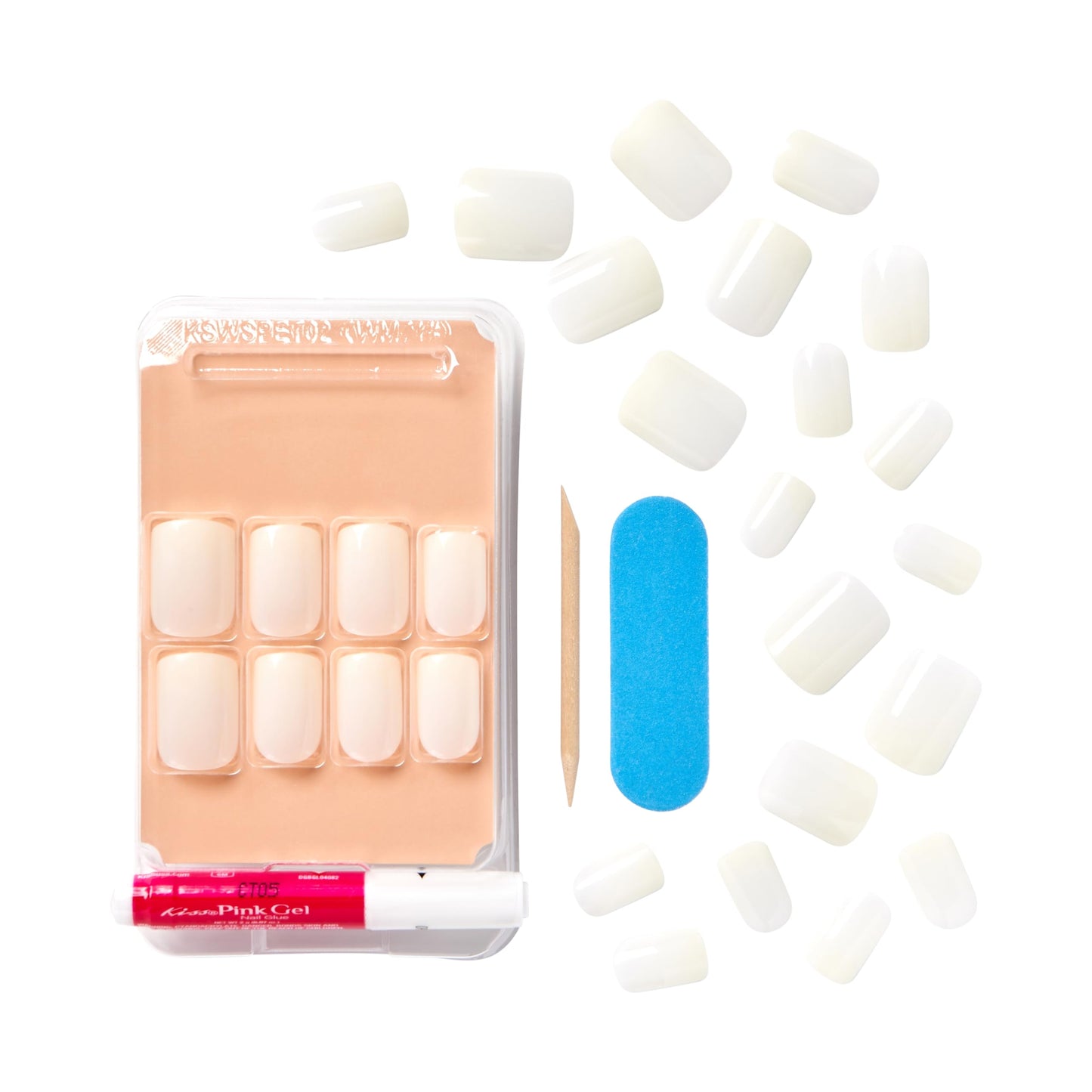 KISS Salon Acrylic Wider Fit Natural Fake Nails, ‘Rare’, 28 Acrylic-Infused, Bubble-Free, Flexible, Durable, False Glue-On Nails