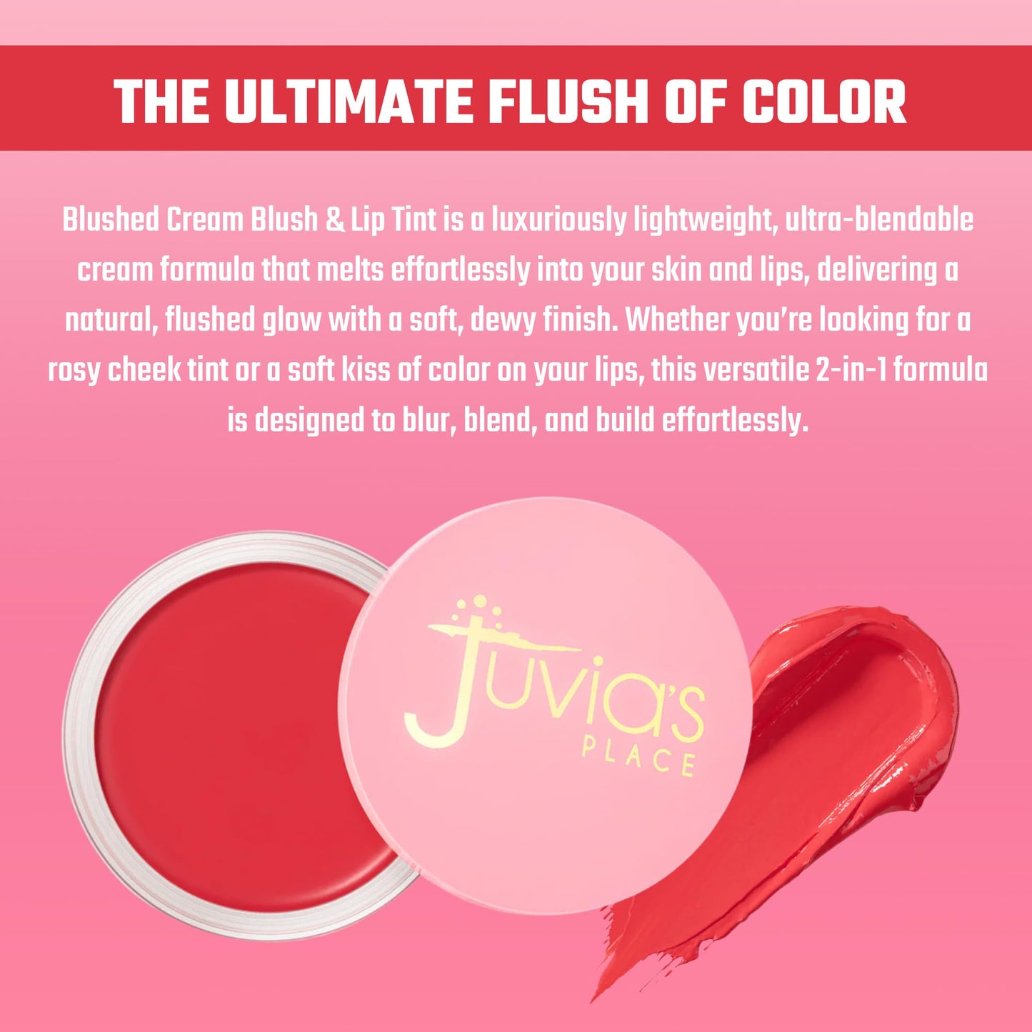 Juvia's Place Blushed Cream Blush - Wild Rose - Multi-Purpose Cream Blush for Cheeks & Lips - 2in1 Formula, Smooth Blendable Texture for a Soft Dewy