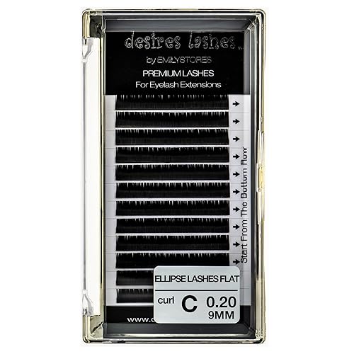DESIRES LASHES By EMILYSTORES Ellipse Eyelashes 0.20mm Thickness C Curl Length 9mm Flat Lashes Extensions Individual Volume So-Soft For eyelash