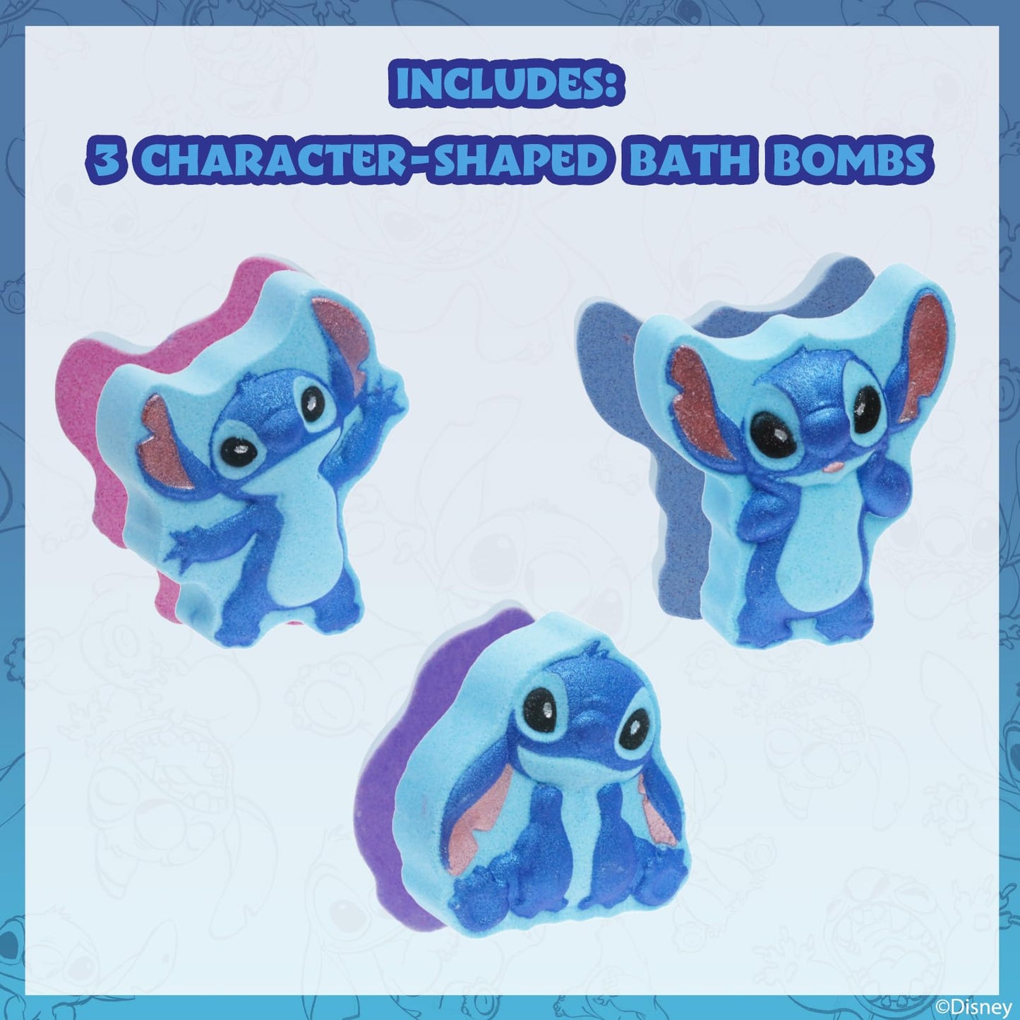 Stitch 3pc Kid Bath Bomb Set, Character Shaped, Raspberry Scented Beauty and Personal Care Townley Girl