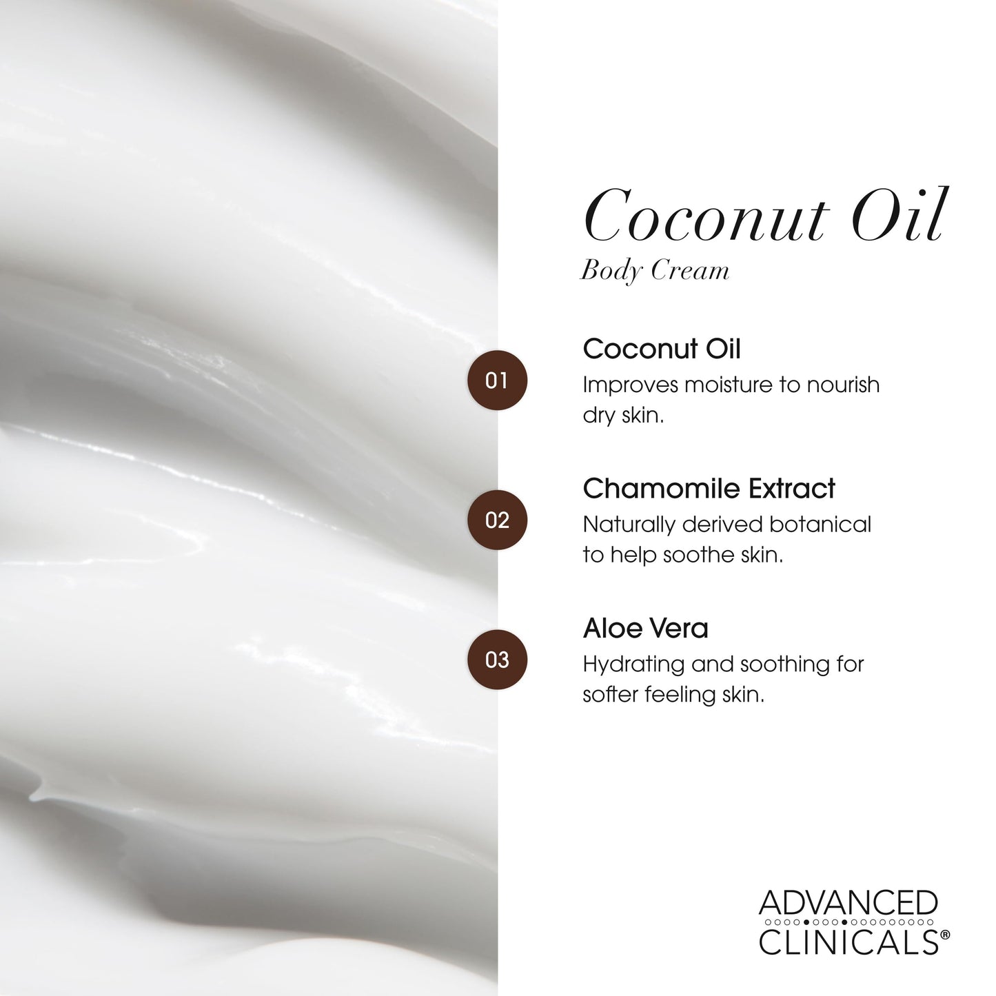 Advanced Clinicals Coconut Oil Body Cream For Women & Men | Hydrating Coconut Lotion For Extremely Dry Skin | Visible Anti Aging Body Butter Skin Care