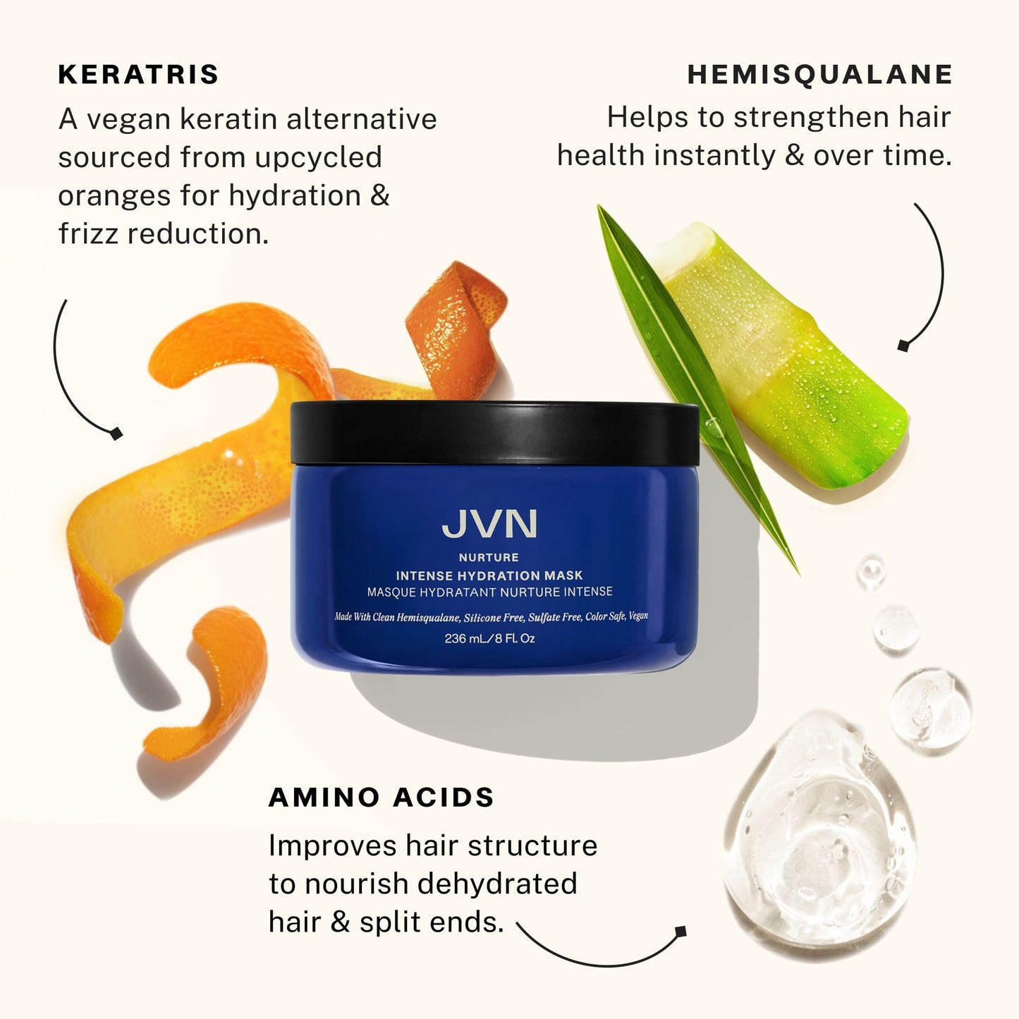 JVN Nurture Intense Hydration Mask | New & Improved | Hydrating Treatment For Smooth, Silky, Nourished Hair (8 Fl Oz)