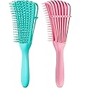 2 Pieces Detangling Brush for Afro America/African Hair Textured 3a to 4c Kinky Wavy/Curly/Coily/Wet/Dry/Oil/Thick/Long Hair, Knots Detangler Easy