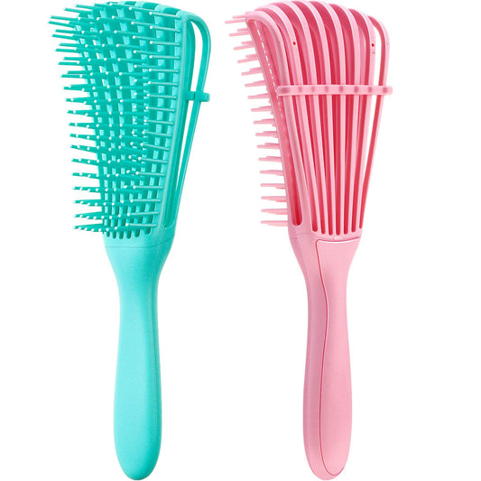 2 Pieces Detangling Brush for Afro America/African Hair Textured 3a to 4c Kinky Wavy/Curly/Coily/Wet/Dry/Oil/Thick/Long Hair, Knots Detangler Easy