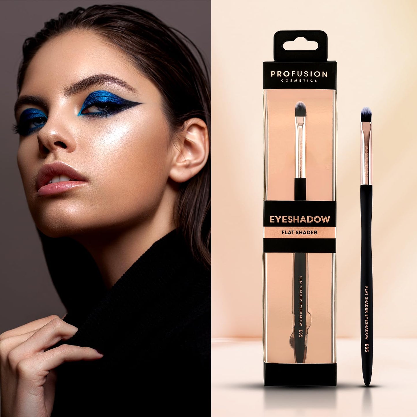 Profusion Cosmetics Flat Shader Eyeshadow Brush - Dense Synthetic Bristles for Smooth Color Packing & Blending, Professional Vegan Makeup Tool