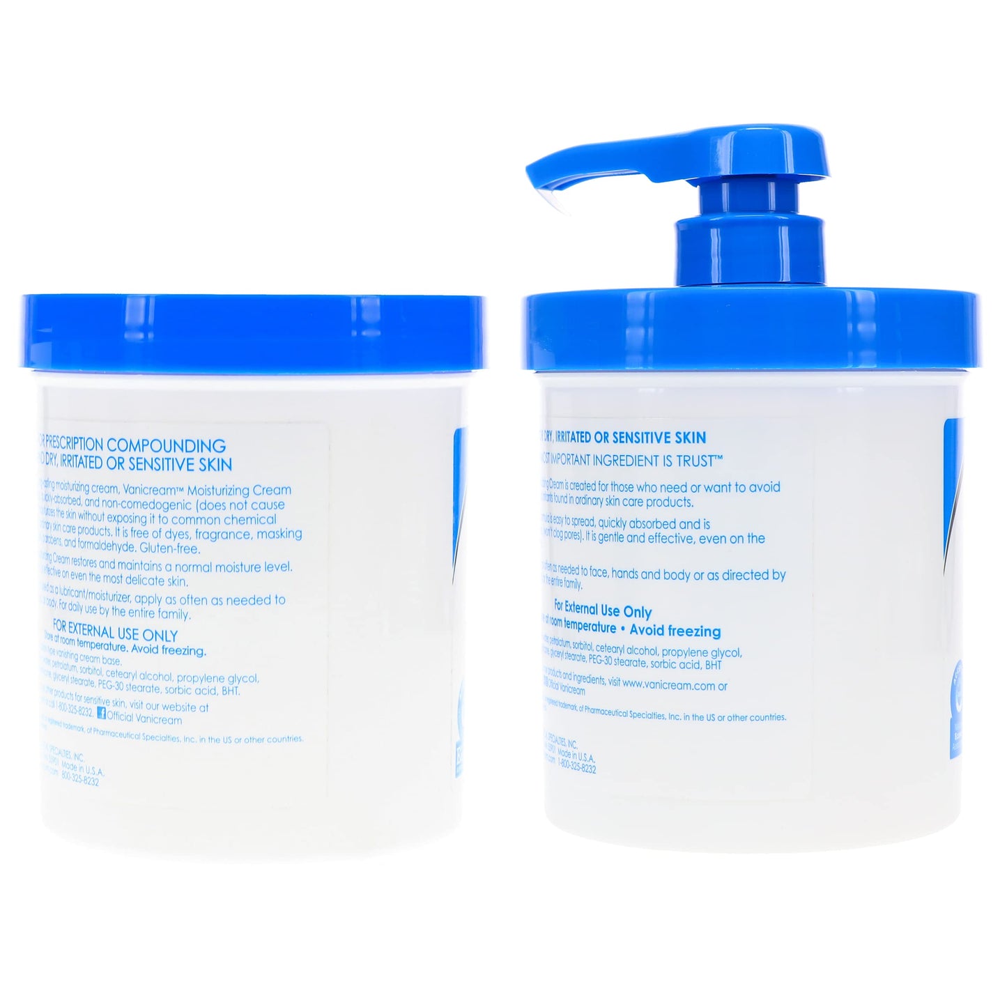 Vanicream Moisturizing Skin Cream with Pump Dispenser Plus Bonus Jar Combo Pack, 1 Pound Each