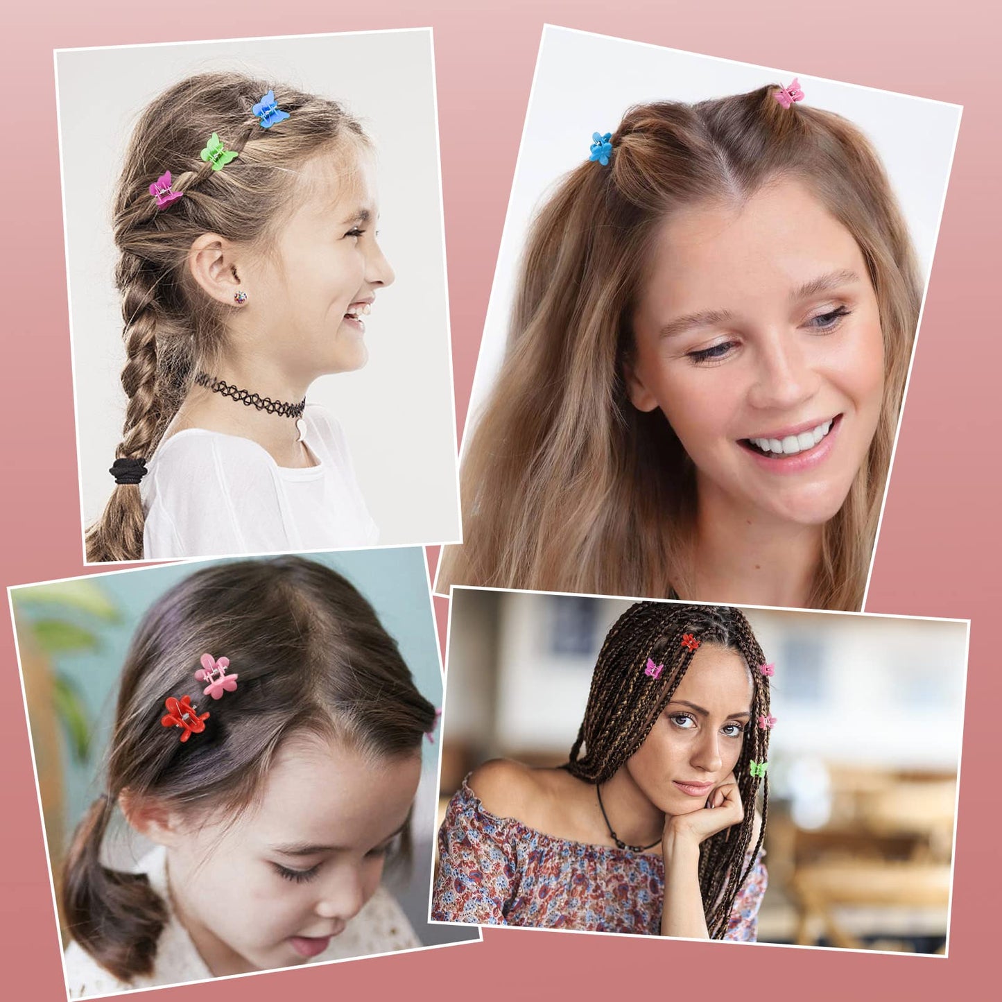 YISSION 200 Pcs Mini Hair Clips Flower Hair Clip Butterfly Hair Clips Small Claw Clips for Hair 90s Hair Accessories for Girls Women School Party
