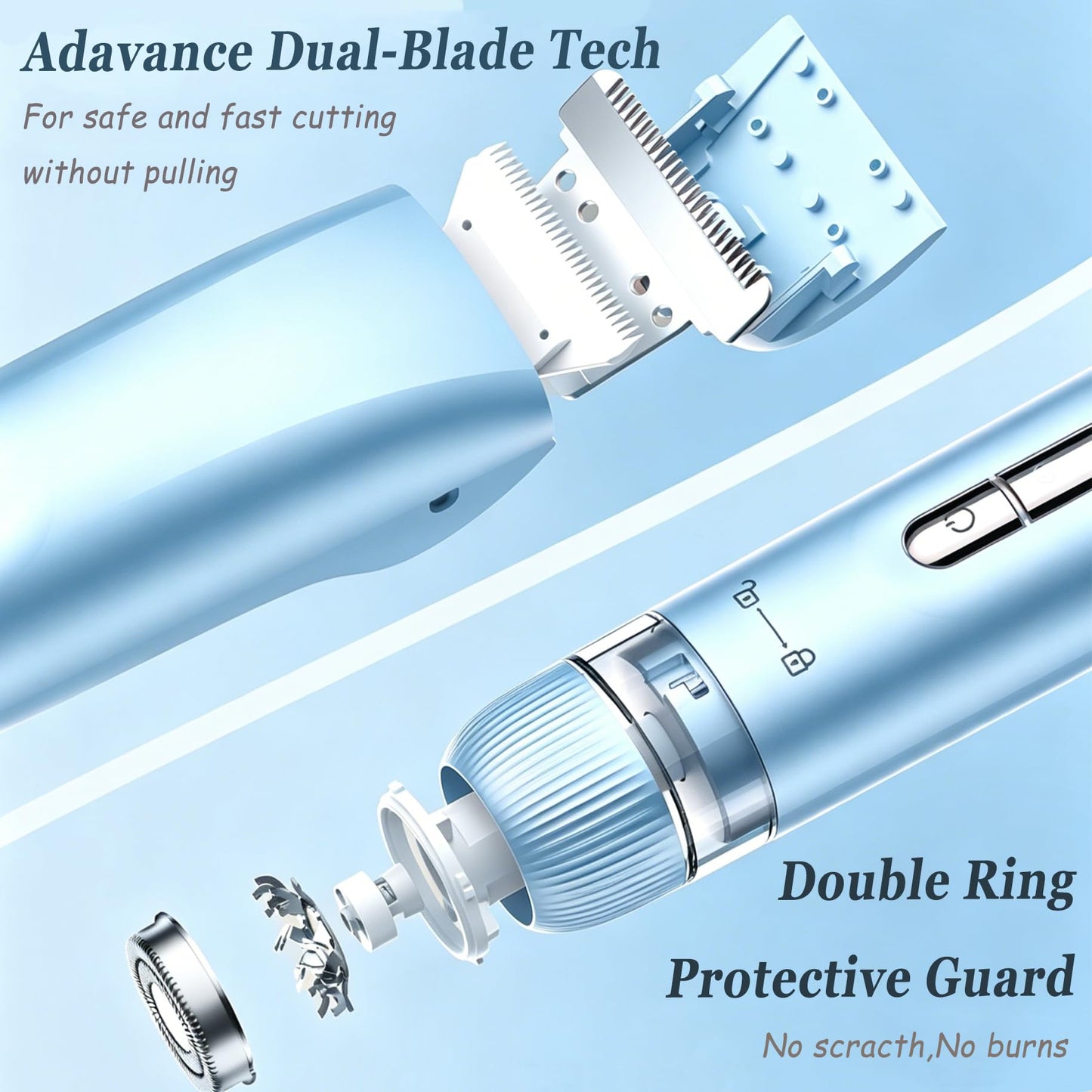 Bikini Trimmer for Women,2 in 1 Dual Head Bikini Shaver & Body Shaver,Cordless & Waterproof Electric Razor for Women, Painless Hair Removal with Silky Beauty and Personal Care RtLvio