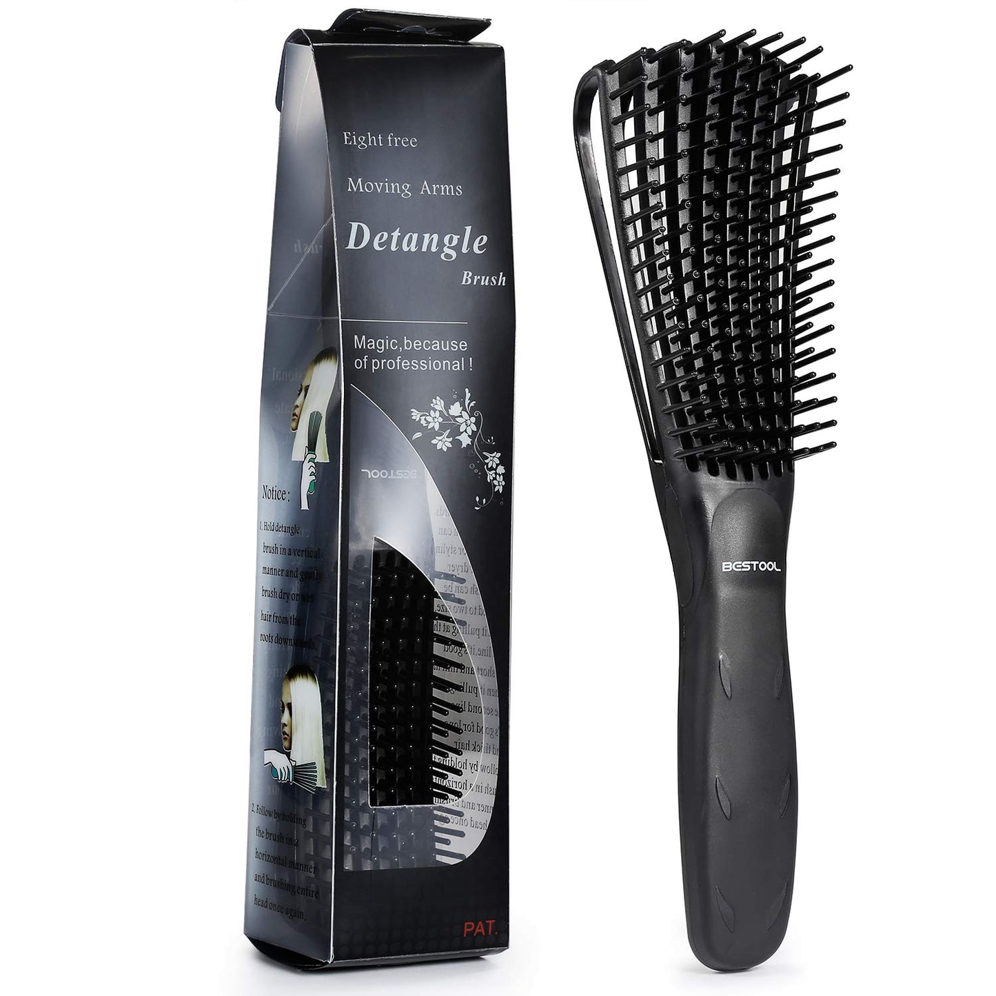 BESTOOL Detangling Brush, Detangler Brush for Natural Black/ Curly Hair Afro 3/4abc Texture, Faster n Easier Detangle Wet or Dry Hair with No Pain Beauty and Personal Care BESTOOL Default Title