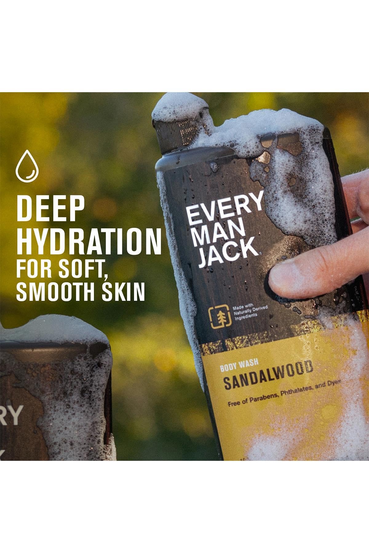 Every Man Jack Body Wash and Shower Gel 16.9 Ounce Sandalwood (499ml) (3 Pack)