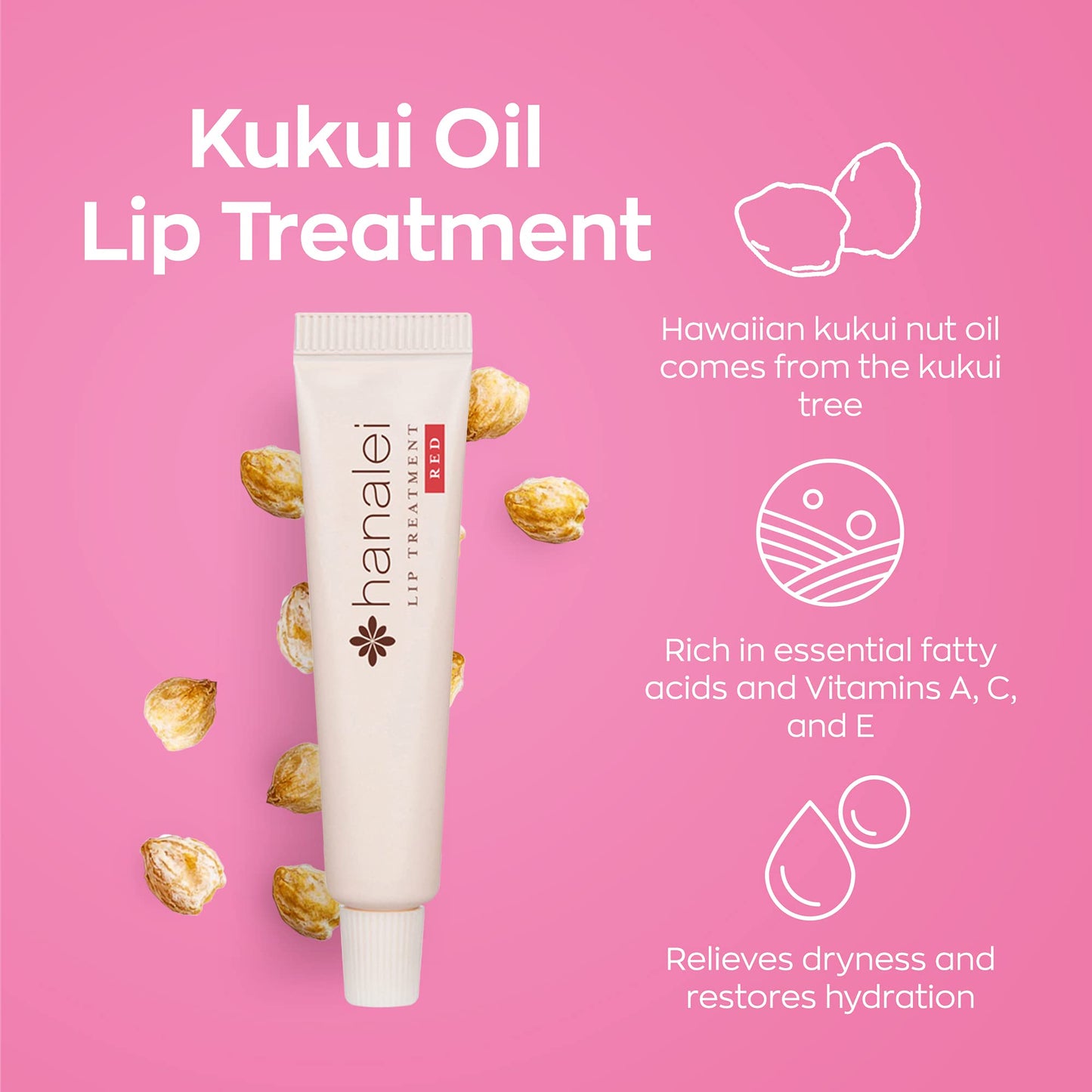 Hanalei Hydrating Lip Treatment Balm - Cruelty-Free, Paraben-Free Moisturizer for Severely Dry, Chapped Lips - Kukui Oil, Shea Butter & Grapeseed Oil