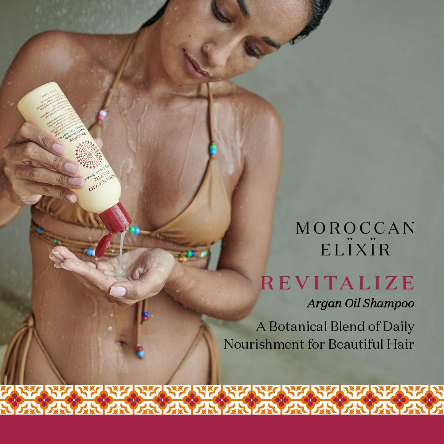 Moroccan Elixir Revitalize Argan Oil Shampoo, Paraben and Sulfate Free Shampoo Repairs Dry, Damaged, Color-treated Hair, Tames Frizz and Promotes