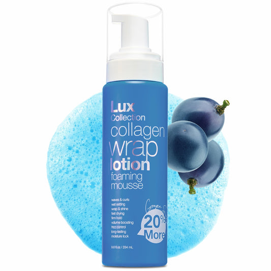 Lux Collection Wrapping Foam Lotion Wave Curl Wet Setting Styling Hair Foaming Mousse 9.6 fl.oz / 284mL Collagen