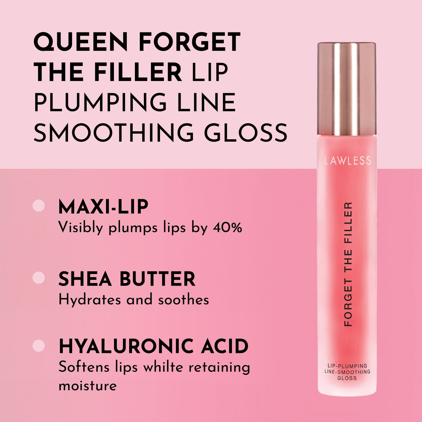 Lawless Women's Forget The Filler Lip Plumper Line Gloss - Queen Size, Cherry Vanilla, 0.19 Ounce (Pack of 1)