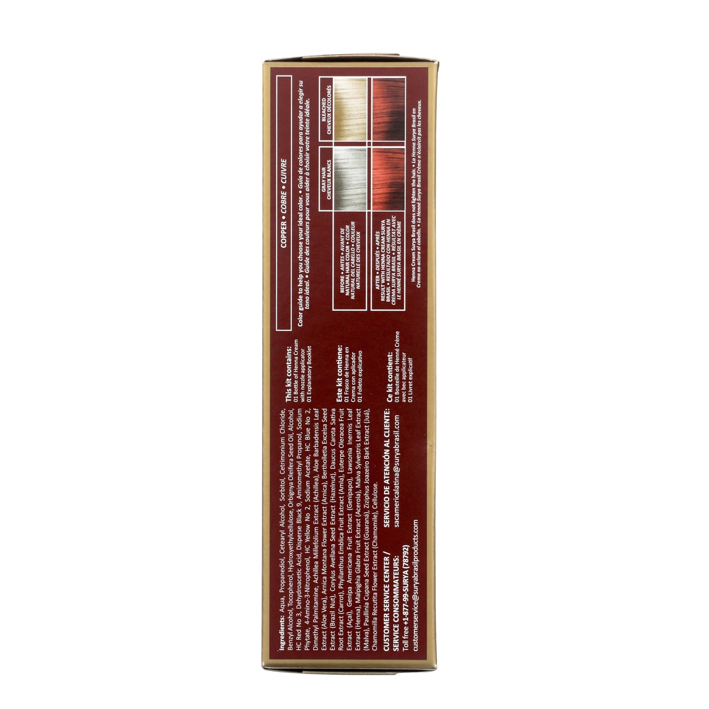 Surya Brasil Henna Cream Hair Color Treatment, Copper, 2.37 oz / 70 ml