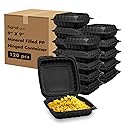 KARAT EARTH Clamshell Take Out Food Containers [9"x9" - 120 ct] To Go Containers | Microwavable, Freezer Safe, Soak-Resistant, Durable, Stackable…