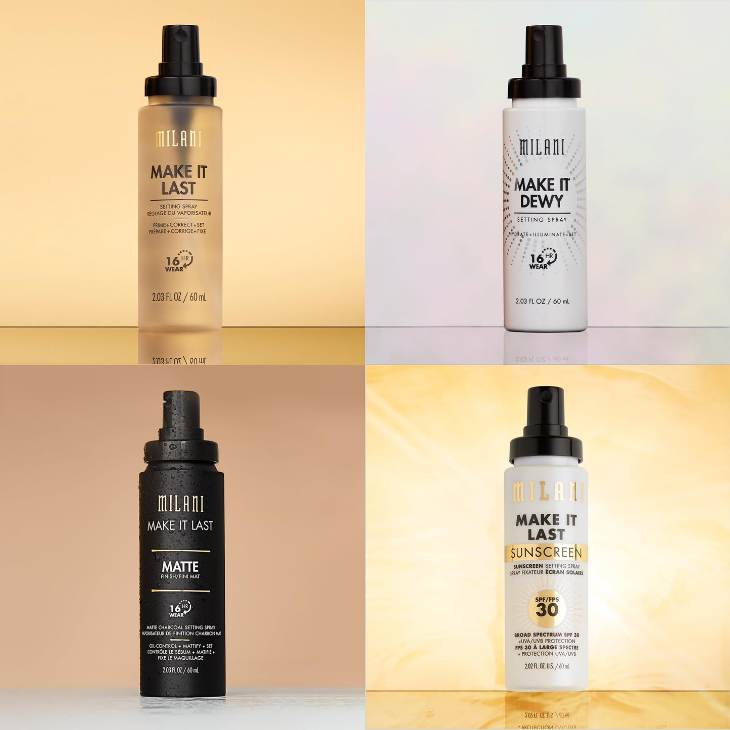Milani Sunscreen Setting Spray + Primer, Make It Last Sunscreen for Face- SPF 30 UVA & UVB Protection Antioxidant Rich Formula for Broad Spectrum