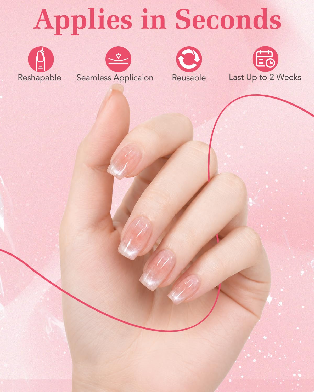 Skiennix Cat Eye Press On Nails - Light Nude 30 Pcs 15 Sizes, Summer Short Square Fake Nails with Glue, Lightweight Natural Reusable Stick On Nails Beauty & Personal Care Skiennix