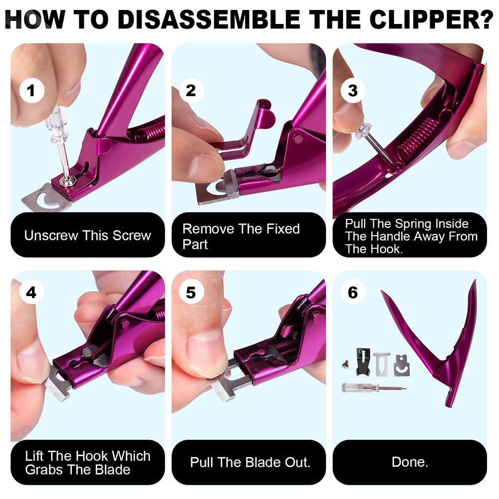 Elegant Violet Red Premium Adjustable Stainless Steel Artificial Acrylic Fake False Nail Tip Clipper Cutter Trimmer Manicure Pedicure Sharp Blade Clip