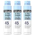 Neutrogena Ultra Sheer Sunscreen Spray SPF 45 Body Mist, Lightweight Non-Greasy Broad Spectrum UVA/UVB Protection, Oil-Free & Non-Comedogenic Water
