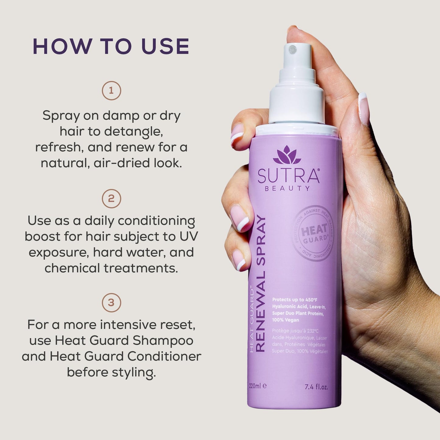 SUTRA Heat Guard Renewal Hair Spray for Frizzy, Dry & Damaged Hair - Thermal Protecting Hairspray Hydrates, Protects & Repairs Against Heat