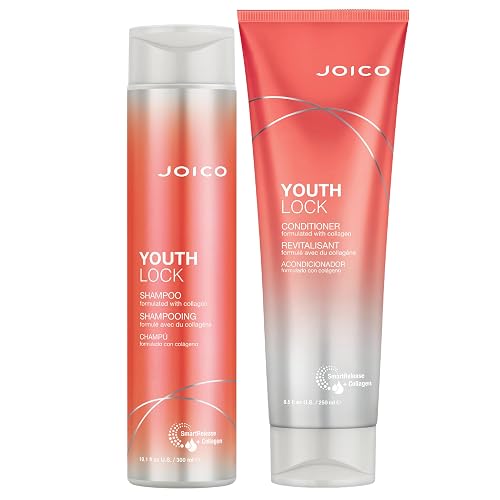 YouthLock Shampoo & Conditioner Set Formulated with Collagen | Youthful Body & Bounce | Reduce Breakage & Frizz | Free of SLS/SLES Sulfates | 10.1 Fl