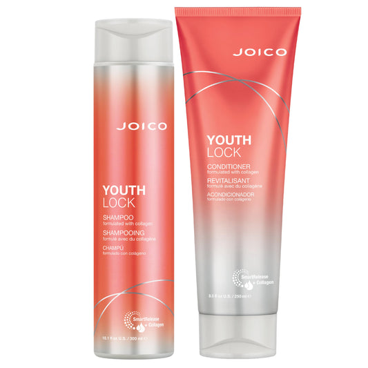 YouthLock Shampoo & Conditioner Set Formulated with Collagen | Youthful Body & Bounce | Reduce Breakage & Frizz | Free of SLS/SLES Sulfates | 10.1 Fl