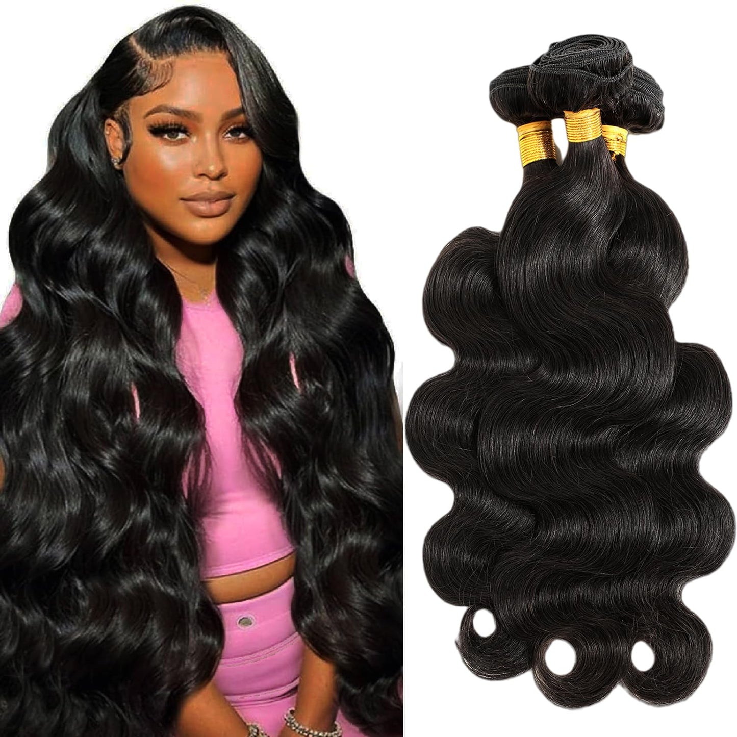CSCHS 12A Human Hair Bundles 22 24 26 Inch Body Wave Bundles Human Hair 100% Unprocessed Brazilian Virgin Hair Quick Weave Extensions Natural Black Beauty and Personal Care CSCHS Default Title