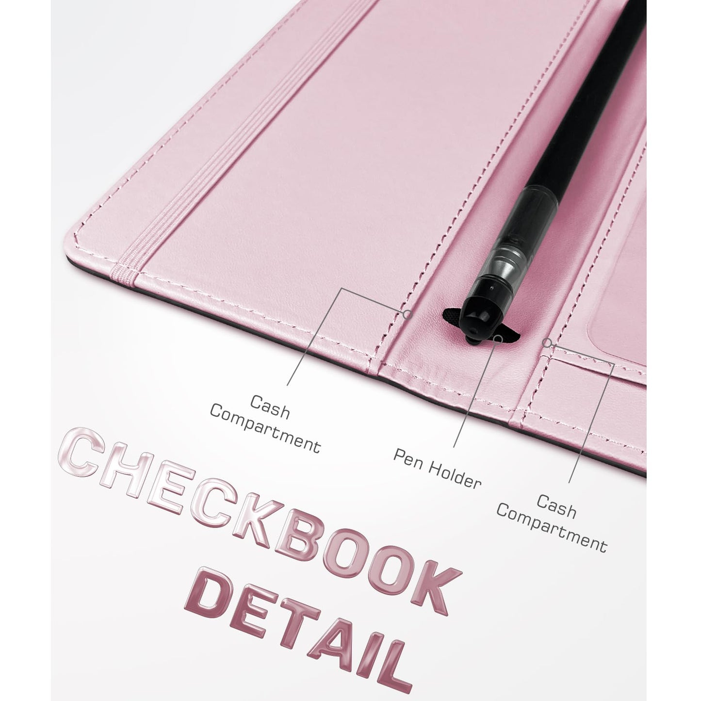 Kakurookie Letter Checkbook Cover, Rfid Blocking Duplicate Checks With Pen Holder, Cards Slots, Multi-Functional For Personal And Business (J)