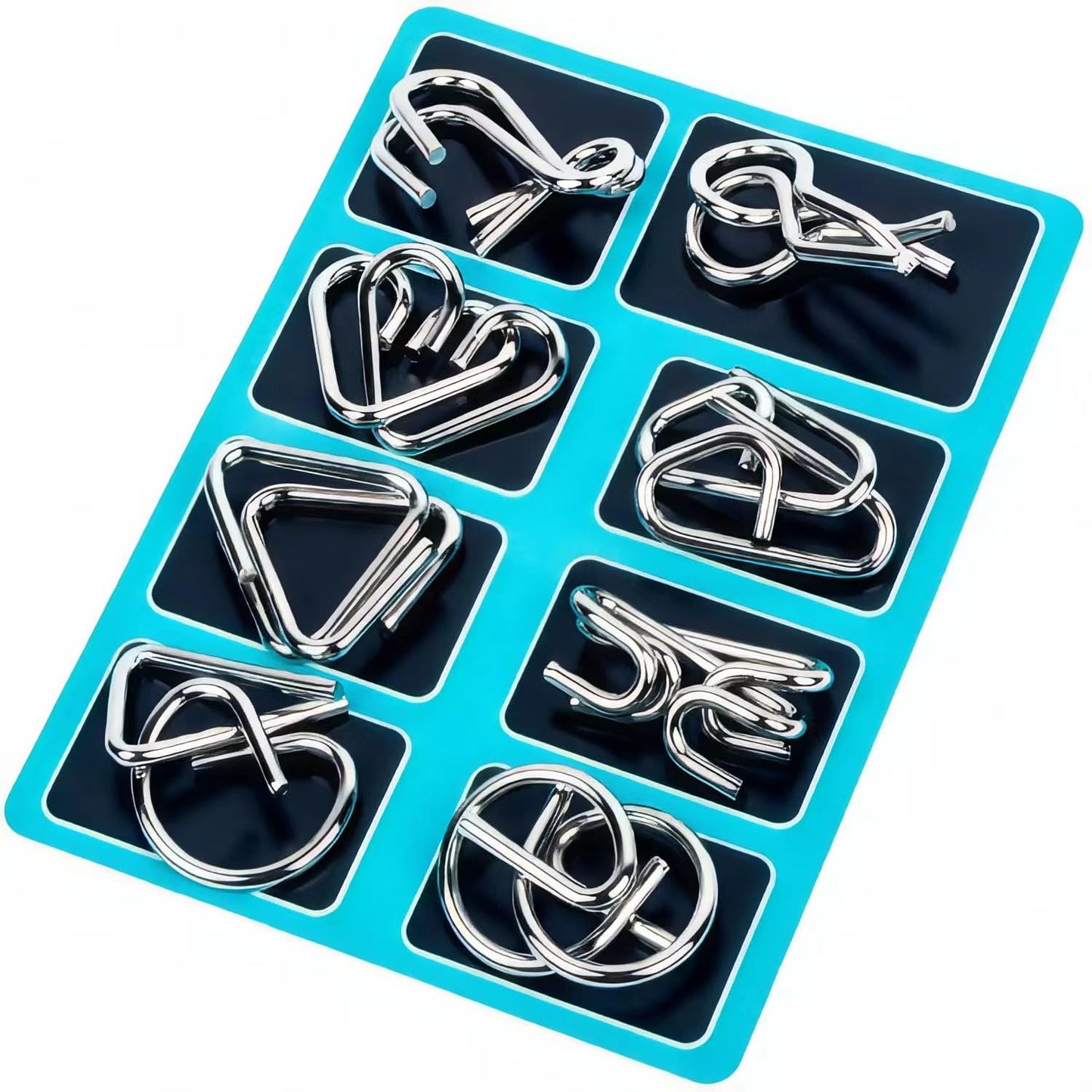 GEKELI Metal Wire Puzzle Set – 24 Brain Teasers with Pouch, IQ Test Disentanglement, Interlock & Unlock Games, Magic Trick Toy for Kids & Adults