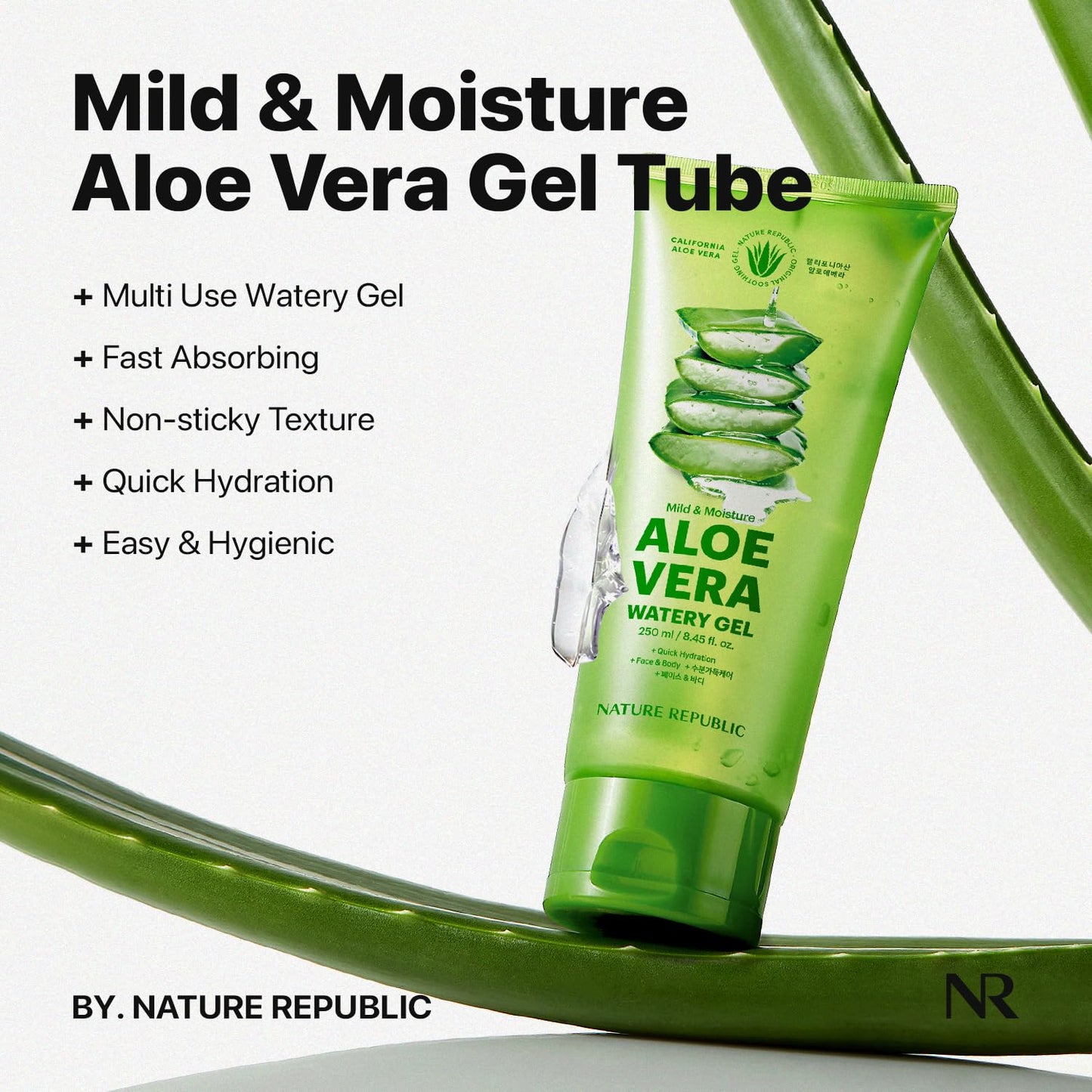Nature Republic Mild & Moisture Aloe Vera Watery Gel (TUBE) | Quick Hydration & Moisturizing, Fast-Absorbing Non-Sticky Texture, Aftersun Cooling Gel Beauty and Personal Care Nature Republic