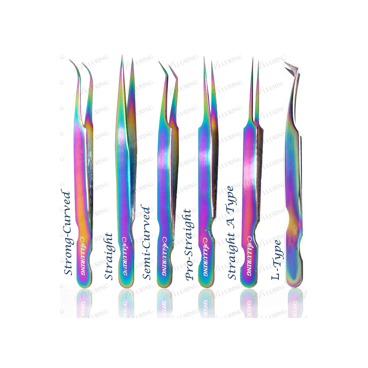 Eyelash Store, Alluring Rainbow Multi-Color Tweezers for Eyelash Extension (set of 6 pcs) Beauty and Personal Care Eyelash Store