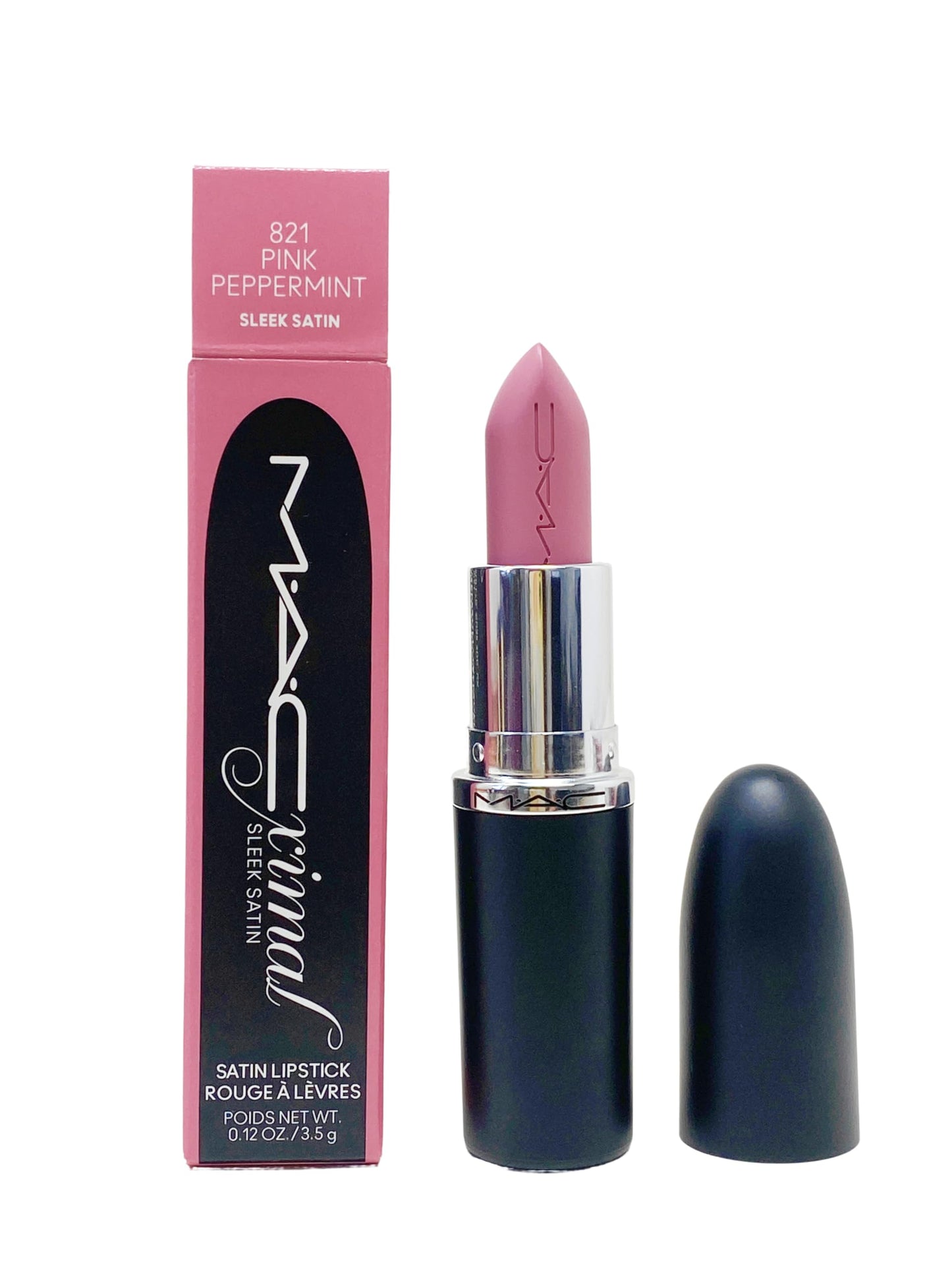 MAC Cosmetics Ximal Sleek Satin Lipstick - 821 Pink Peppermint (Dusty lavender) 0.12 Oz / 3.5 g